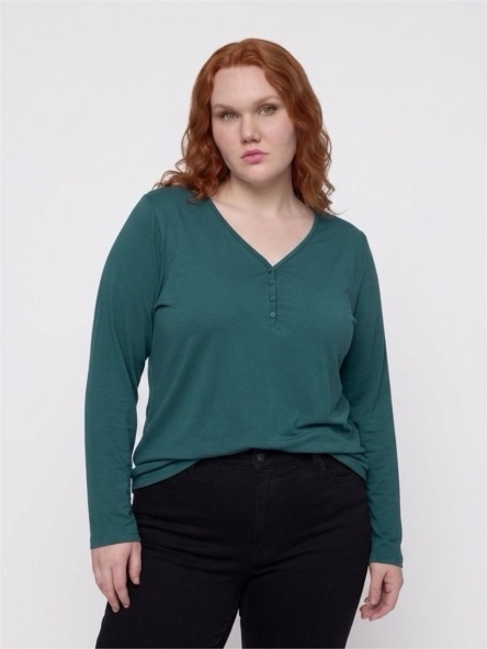 Duluth Trading Co - Teal Long Sleeve Henley Top - Tencel Modal Stretch‎ Size XXL